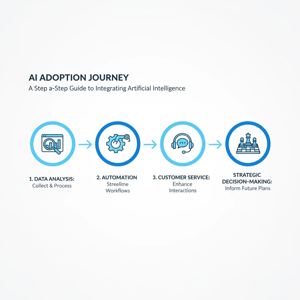 Infographic illustrating a structured 7-day AI implementation roadmap for businesses.