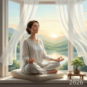 Unlock Calm: The 2-Minute Habit to Reduce Daily Stress by 10% in 2026 Person practicing a 2-minute stress reduction habit, looking calm and focused by a window.