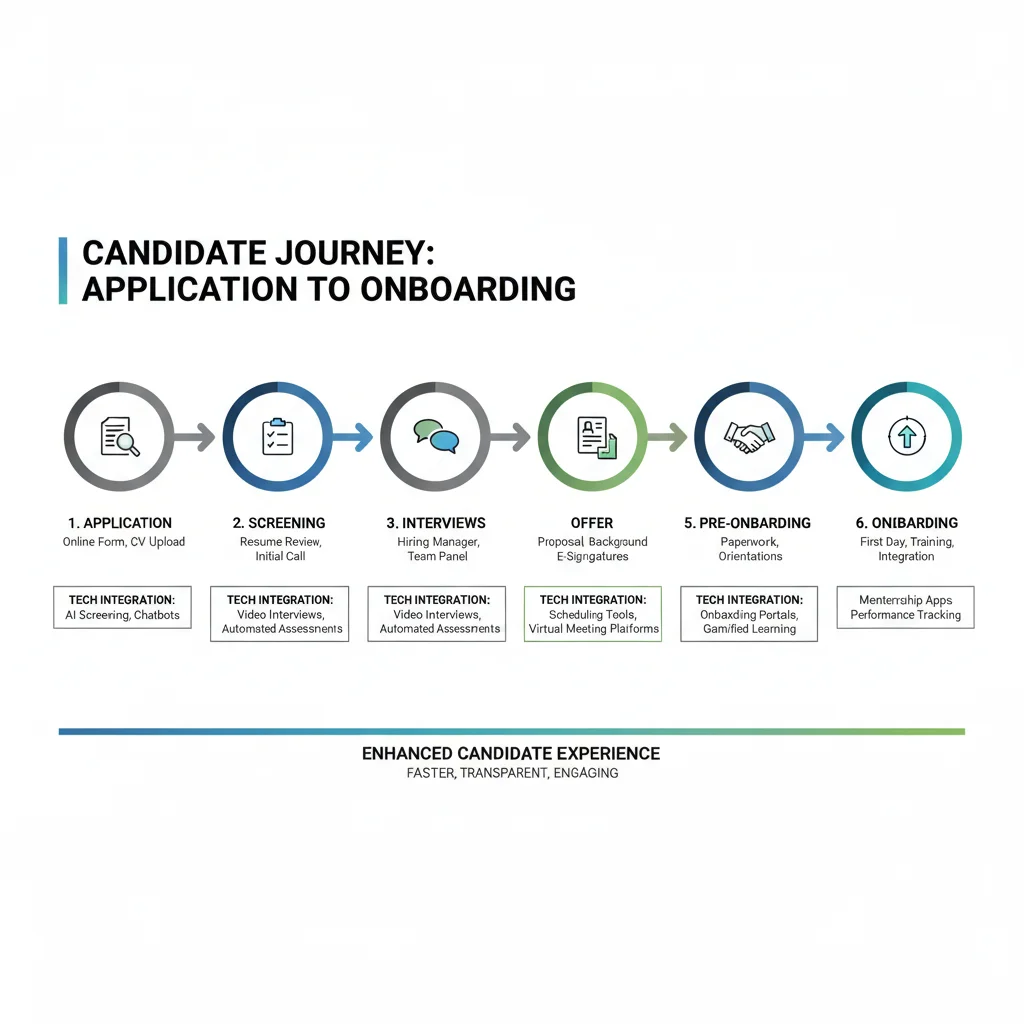 Infographic showing the candidate journey and tech integration
