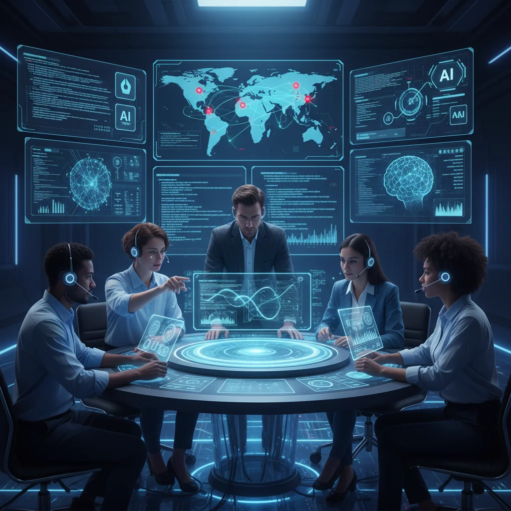 Cybersecurity experts collaborating in a U.S. national defense operations center