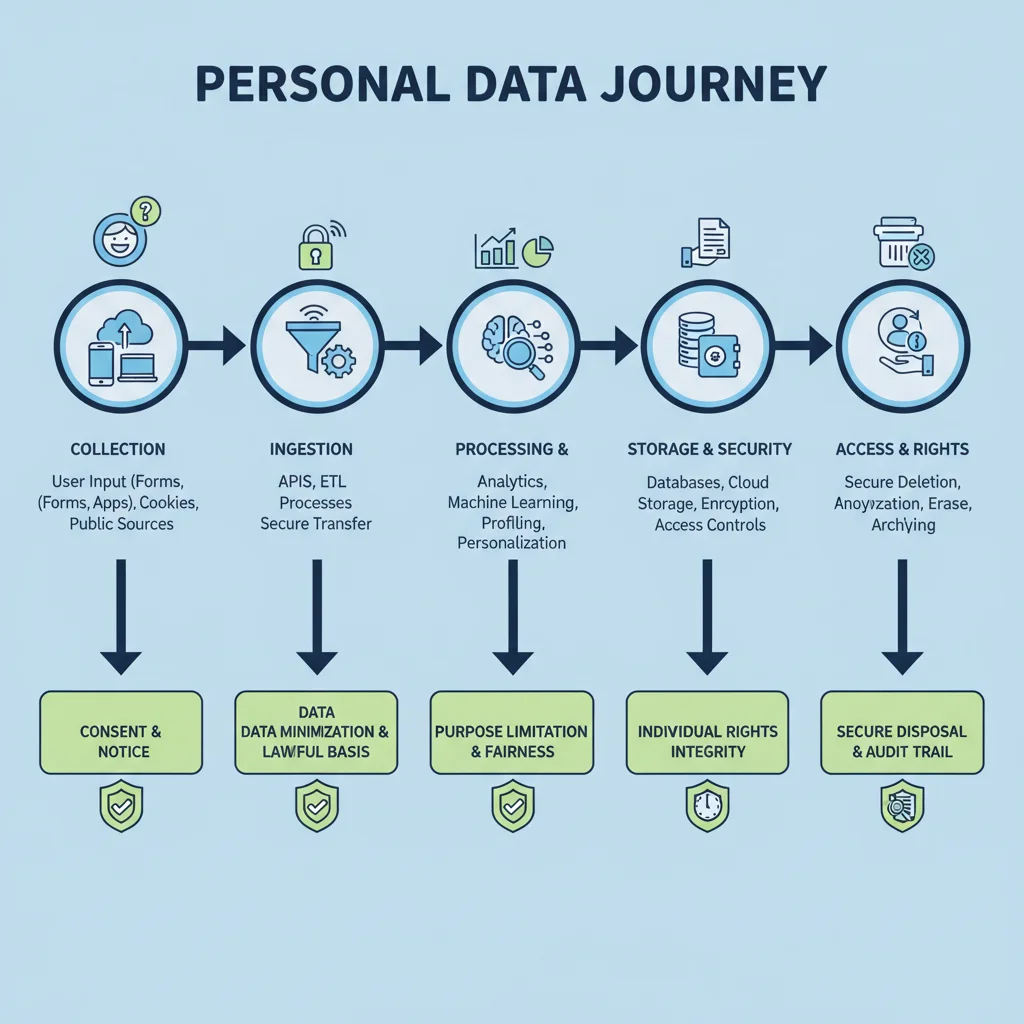 Data processing flowchart with compliance checkpoints