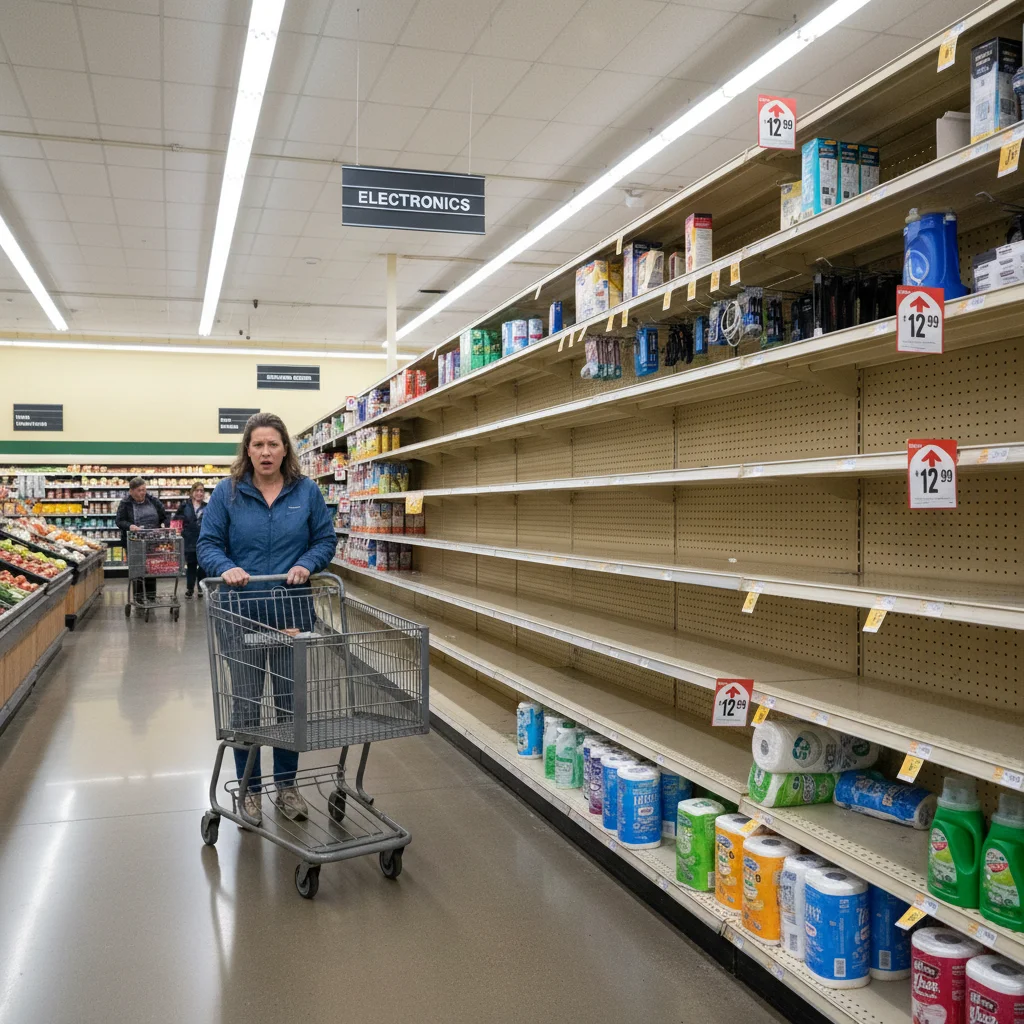 Empty grocery store shelves due to supply chain issues