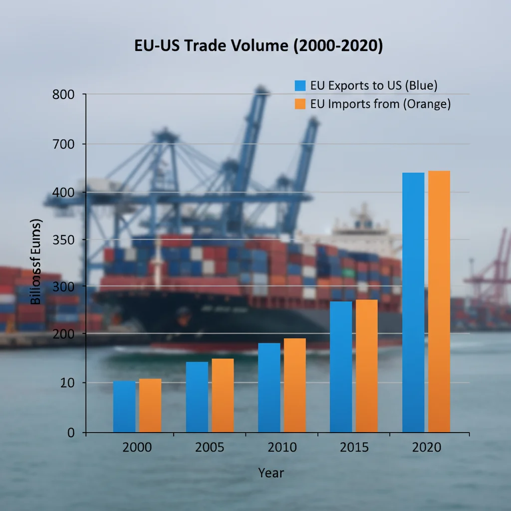 Bar graph showing EU-US trade volume over time