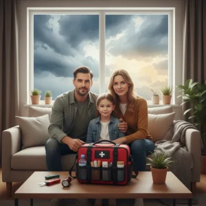 Disaster Preparedness 2026: Your 10-Point Emergency Plan Family preparing for natural disaster with emergency kit