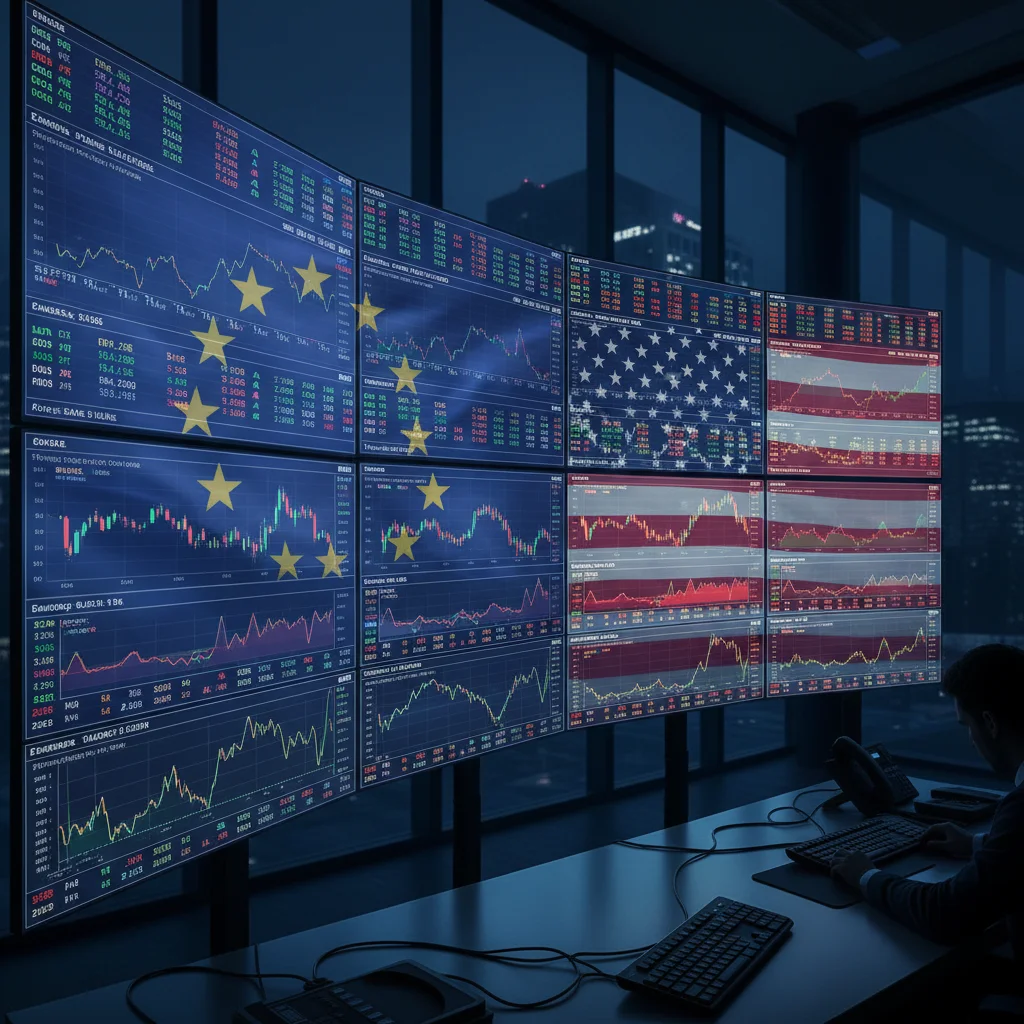 Financial market data flowing between European and American exchanges