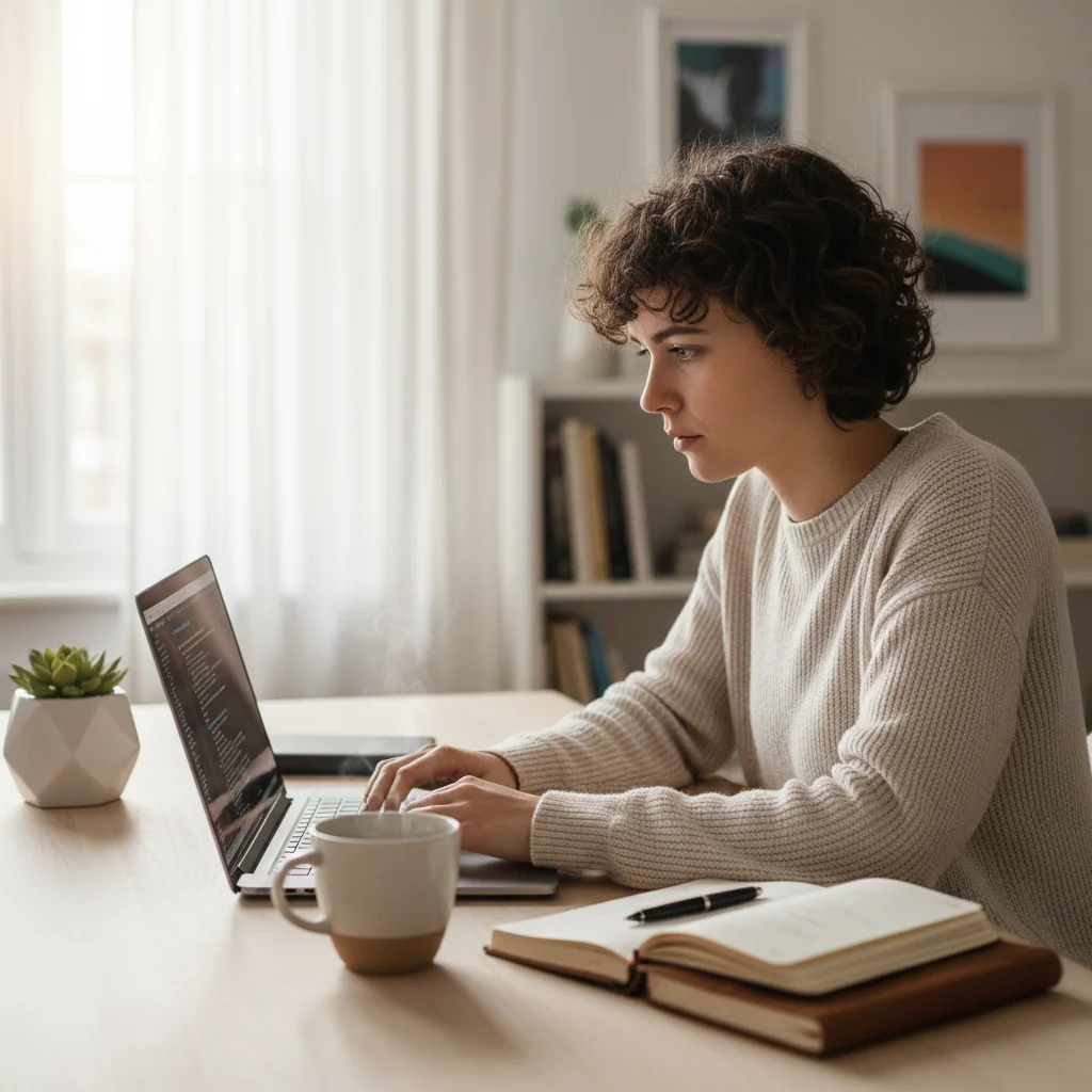 Person focused at a desk, illustrating enhanced concentration and work flow