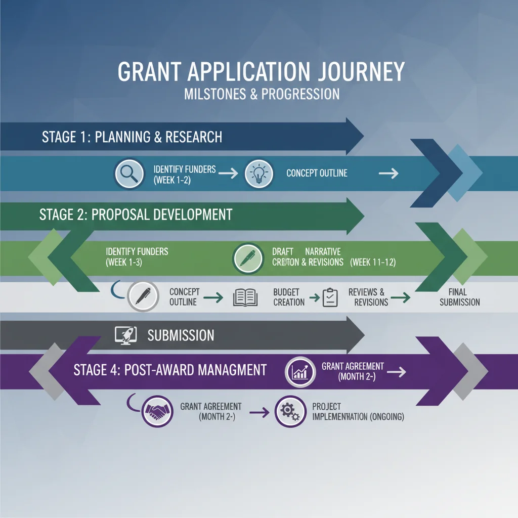 Visual roadmap of the federal grant application process stages