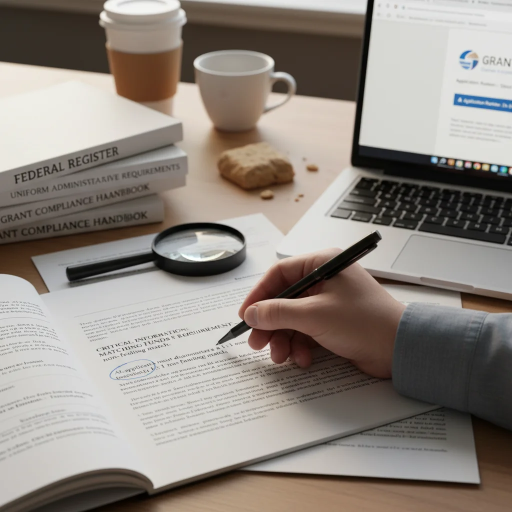 Reviewing federal grant application guidelines meticulously