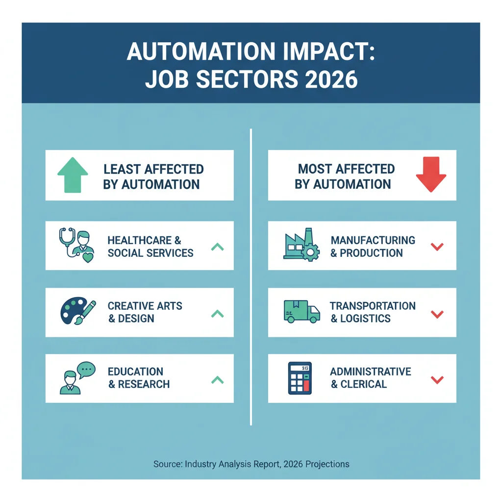 Infographic showing job sector impact by automation 2026