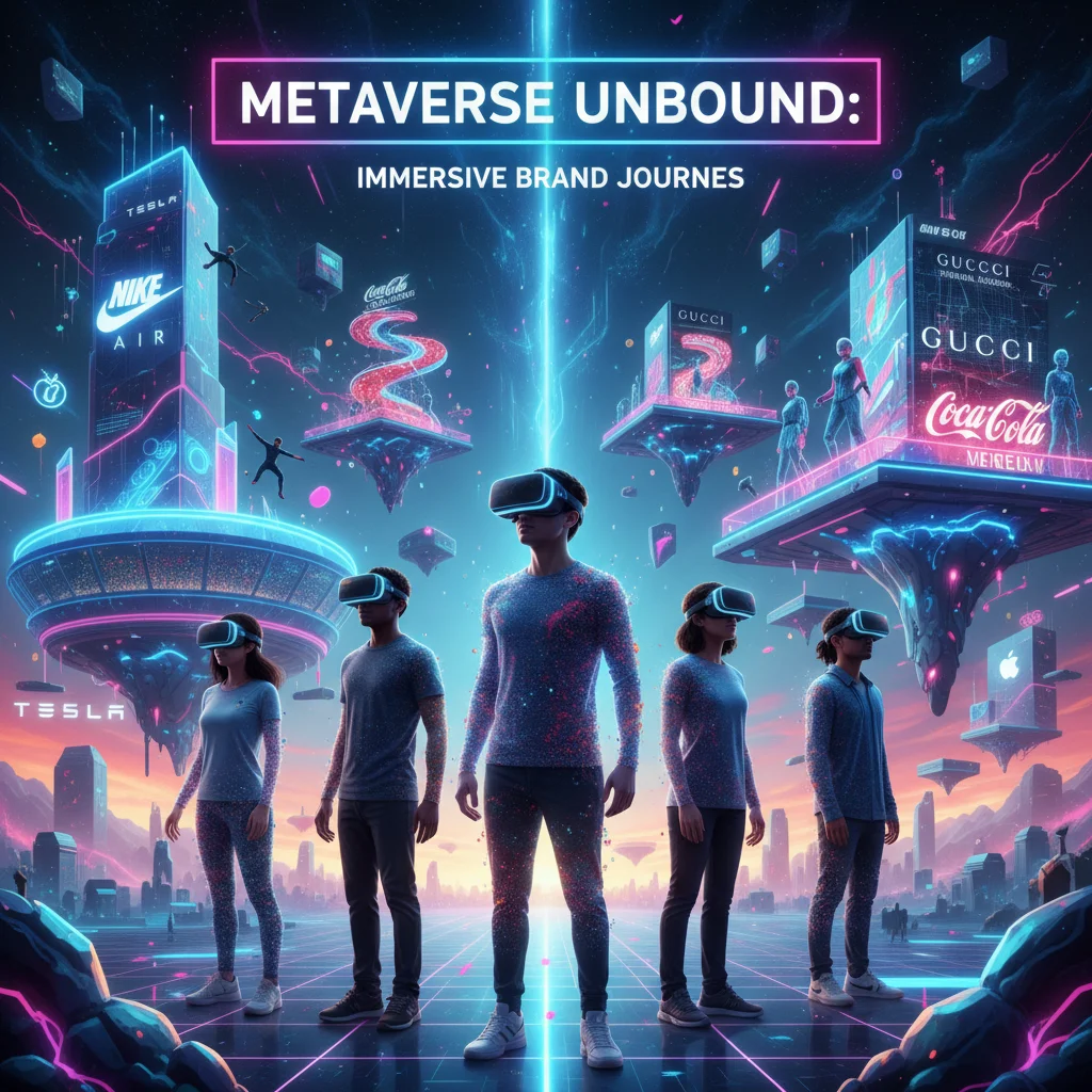 Users engaging in immersive brand experiences within a metaverse environment