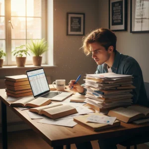 Person overcoming task procrastination at a desk