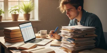 Person overcoming task procrastination at a desk