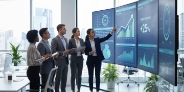 Business team conducting a rapid digital transformation assessment in a modern office.