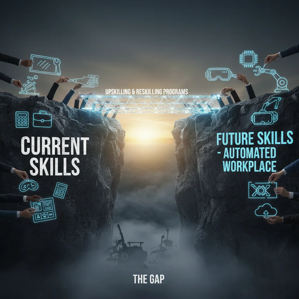 Skills gap bridge connecting current and future workforce requirements