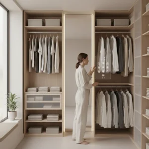 Streamlined closet with minimalist fashion for effortless dressing