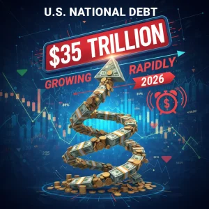 U.S. Debt Ceiling: Understanding the Implications of the $35 Trillion Limit in 2026 Illustration of U.S. national debt approaching $35 trillion by 2026, with upward trending graphs.