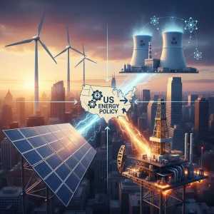 US Energy Policy: 3 Major Shifts by 2026 - A Deep Dive Illustration of diverse energy sources representing US energy policy shifts