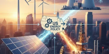 Illustration of diverse energy sources representing US energy policy shifts