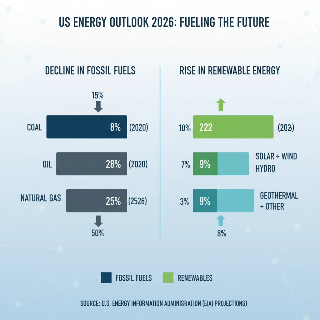 Infographic of projected US energy consumption trends by 2026
