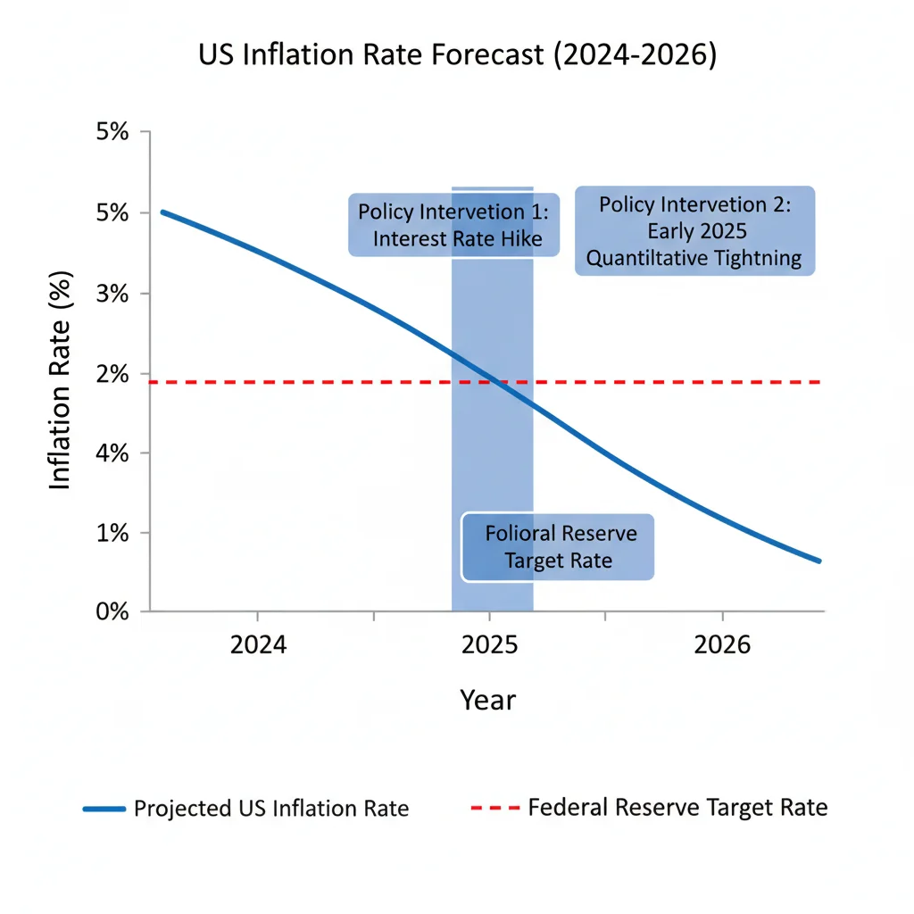 Graph showing projected US inflation rate trajectory towards target by 2026.