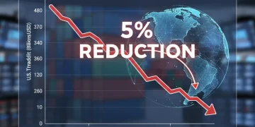 Graph illustrating the 5% reduction in the U.S. trade deficit during Q4 2025, with economic indicators.
