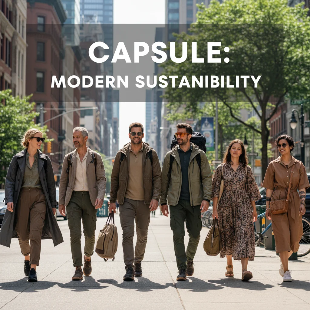 Diverse individuals showcasing versatile, sustainable capsule wardrobe outfits