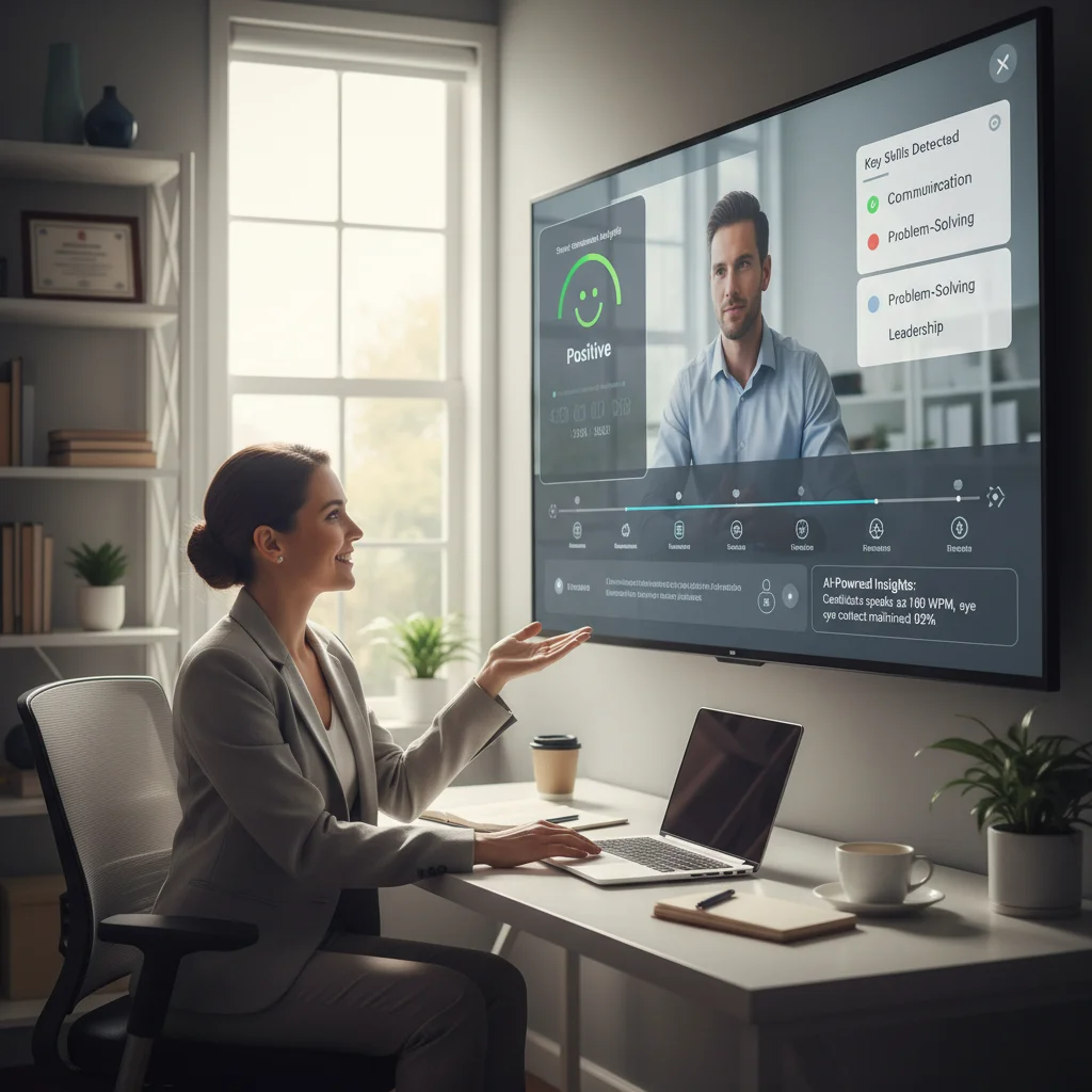 Recruiter conducting a virtual interview using AI tools