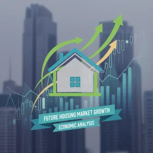 2026 Housing Market Forecast: Trends & Economic Indicators Stylized house with upward arrows over financial charts, symbolizing 2026 housing market forecast and economic indicators.