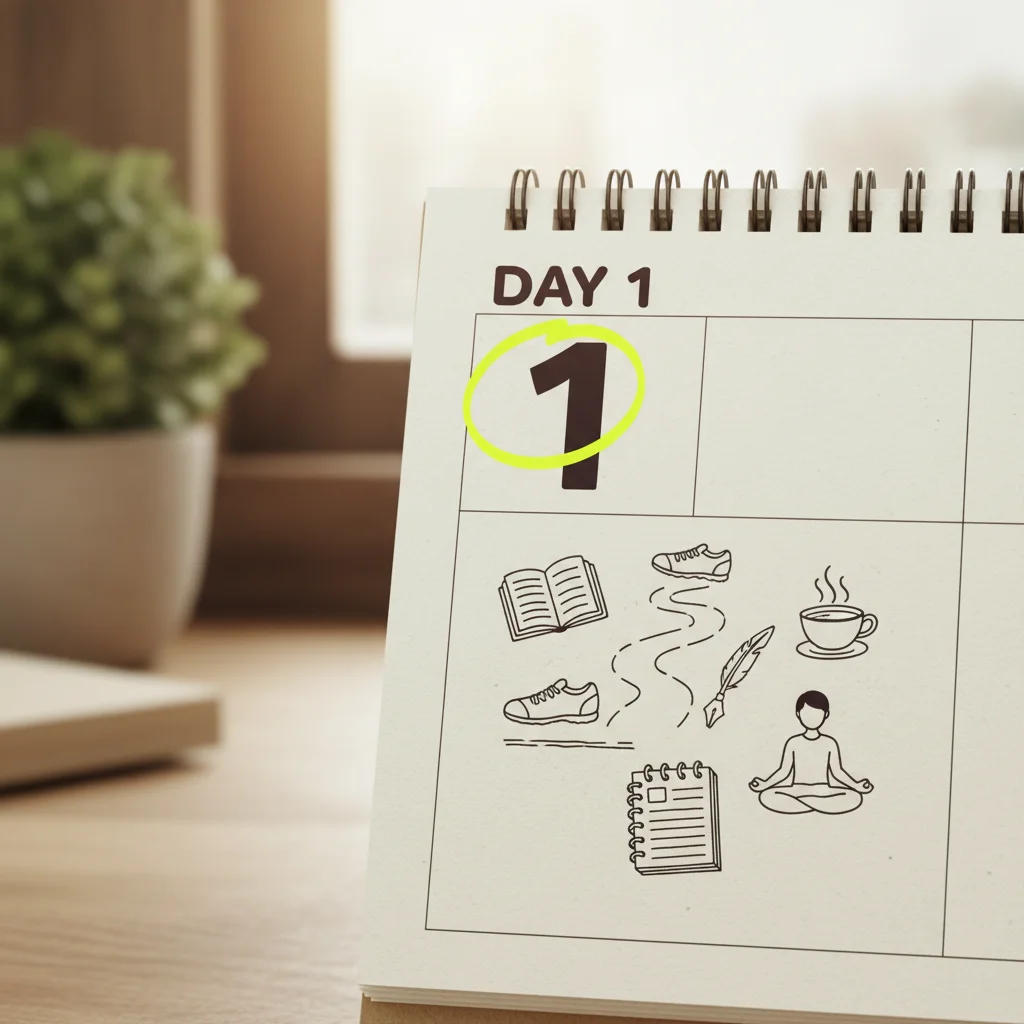Calendar marking Day 1 of digital detox