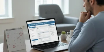 Person applying for unemployment benefits online in 2026