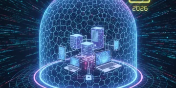 Digital shield protecting connected devices from cyber threats in 2026