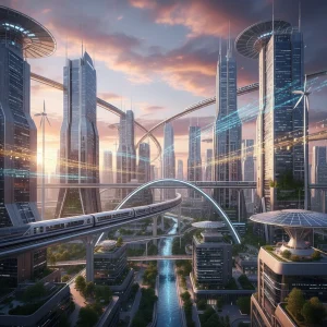 Infrastructure Spending 2026: Projects & Economic Impacts Nationally Futuristic city skyline with advanced infrastructure projects, symbolizing 2026 spending and economic growth.