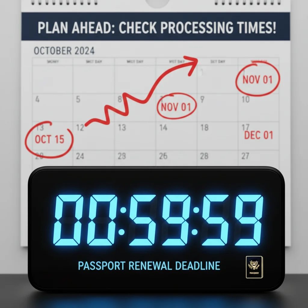 Digital clock showing a countdown with a calendar, symbolizing passport processing times and planning.