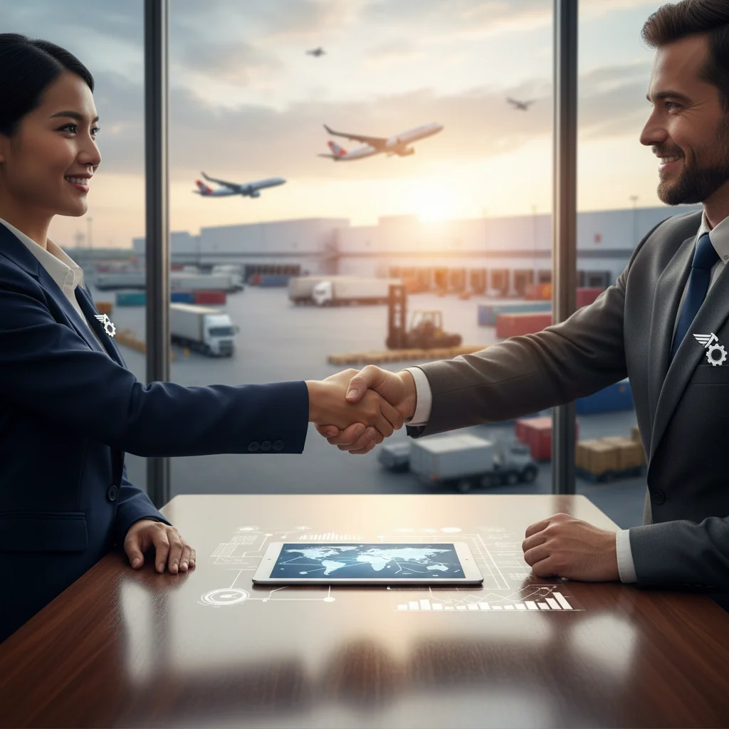Business leaders collaborating to strengthen supply chain partnerships
