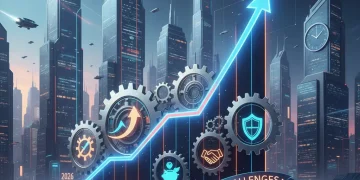 Inflation graph showing a 3.5% increase with business gears, symbolizing economic challenges in 2026.
