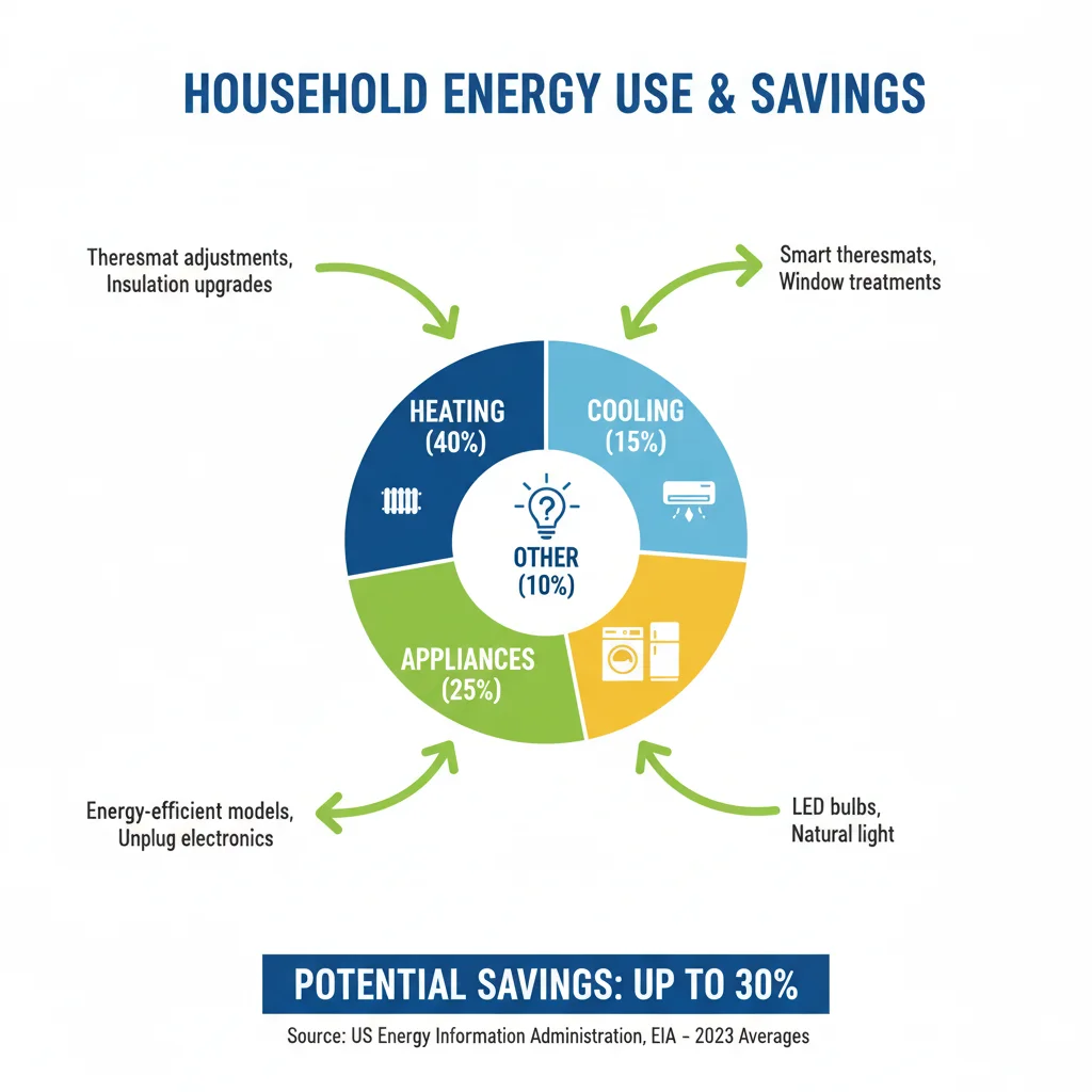 Infographic showing household energy consumption breakdown
