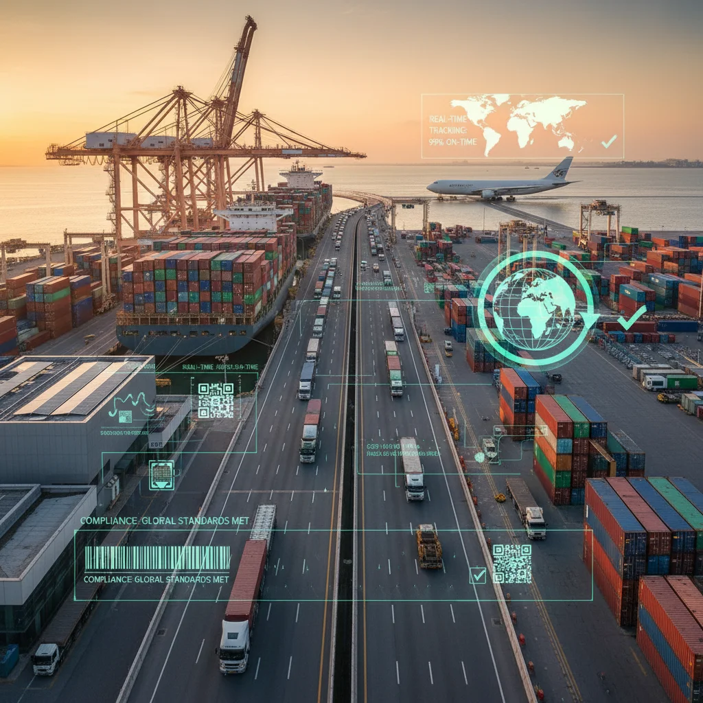 Optimized global supply chain with digital tracking and logistics