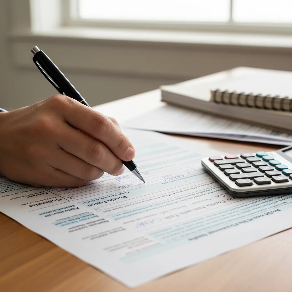 Person filling out Social Security application form